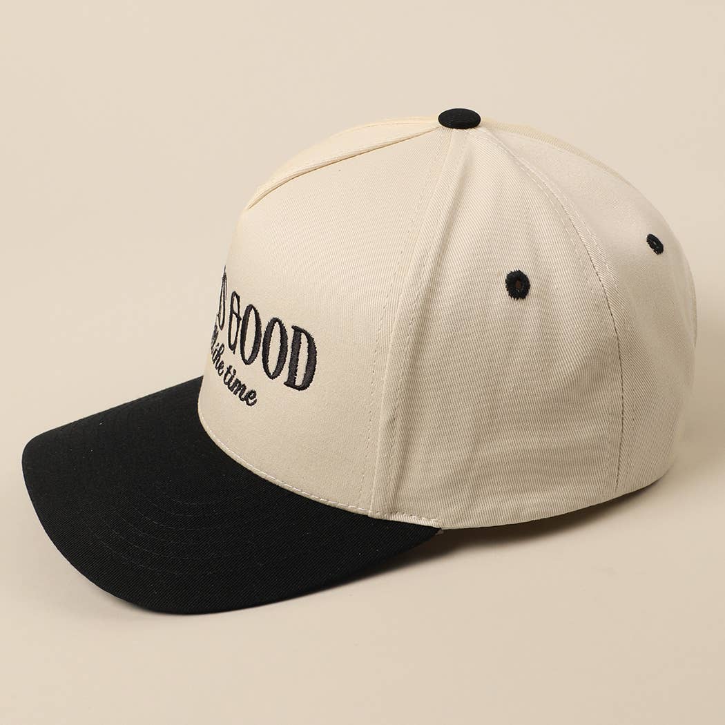 God Is Good All The Time Embroidery Trucker Hat: Brown / ONE SIZE