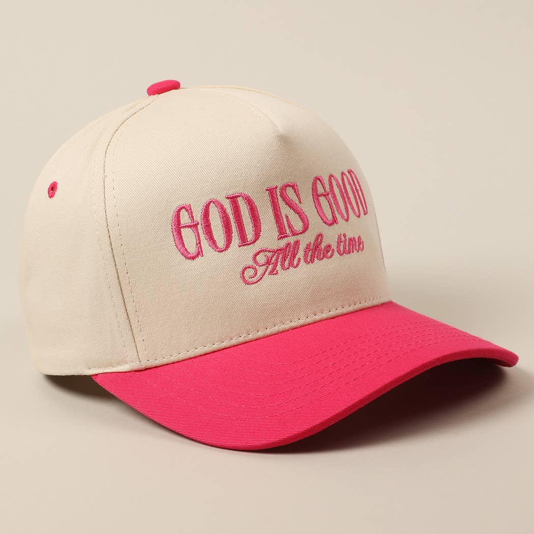 God Is Good All The Time Embroidery Trucker Hat: Brown / ONE SIZE