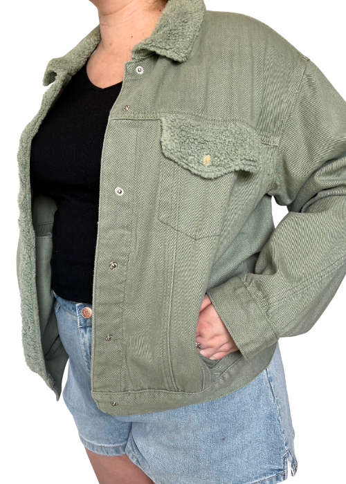 Sage Sherpa Button Jacket