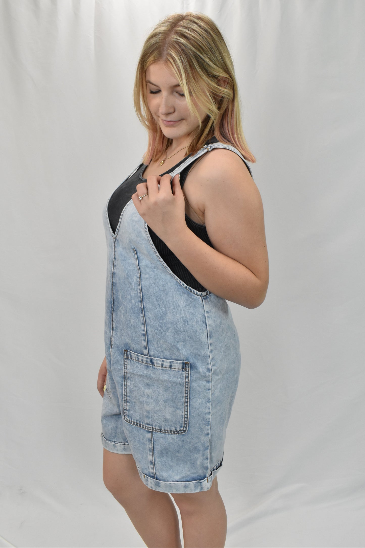 Washed Denim Casual Romper