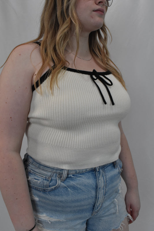 Square Neck Ribbon Knit Top