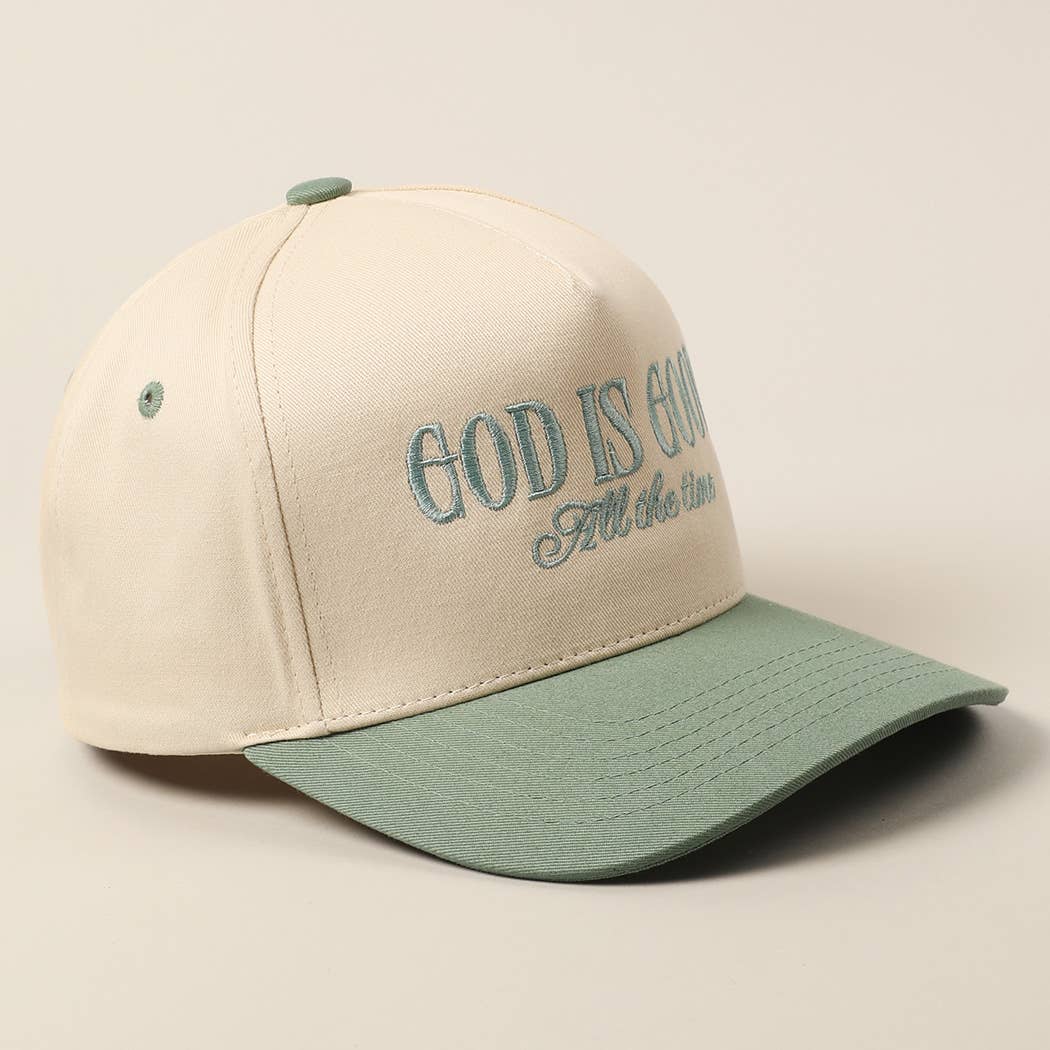 God Is Good All The Time Embroidery Trucker Hat: Brown / ONE SIZE