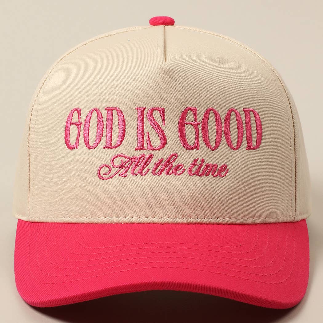 God Is Good All The Time Embroidery Trucker Hat: Brown / ONE SIZE