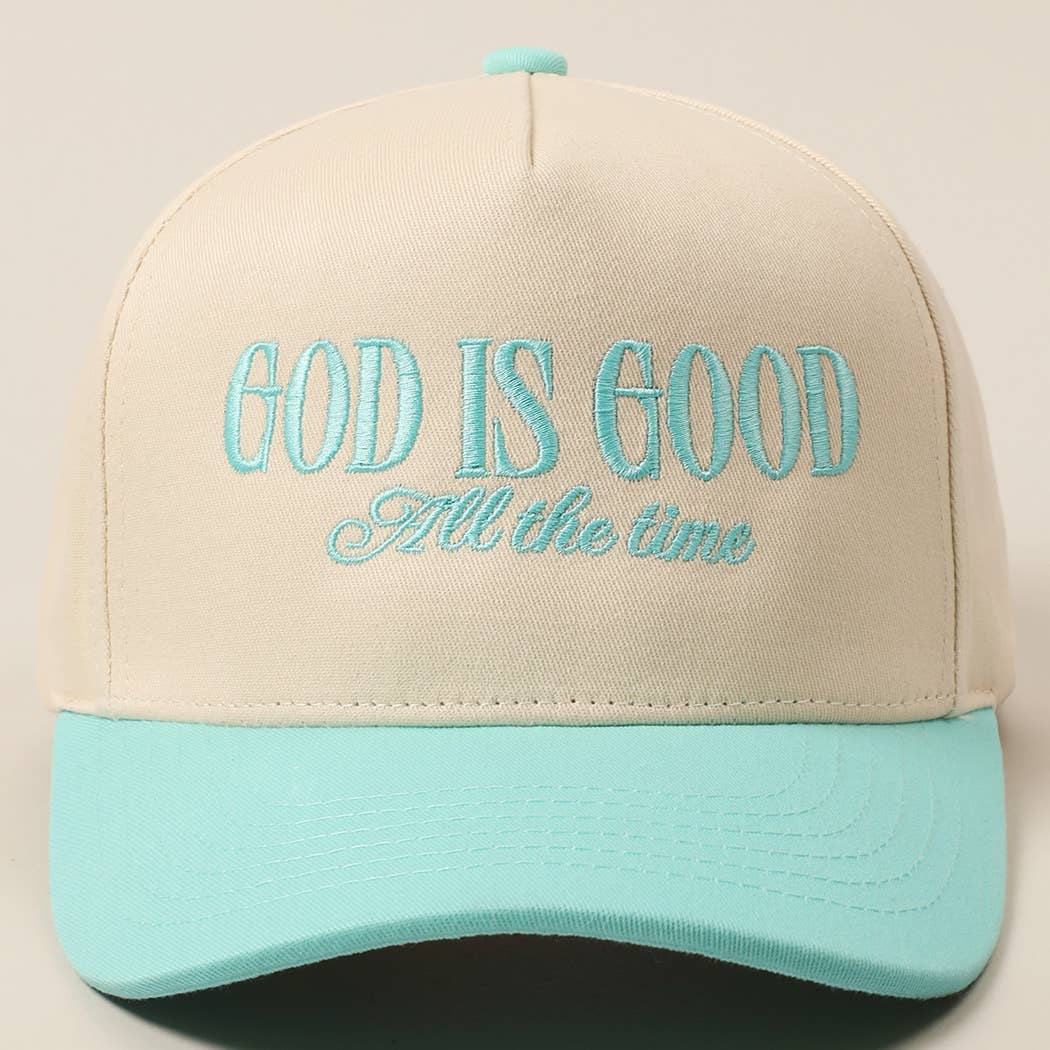 God Is Good All The Time Embroidery Trucker Hat: Brown / ONE SIZE