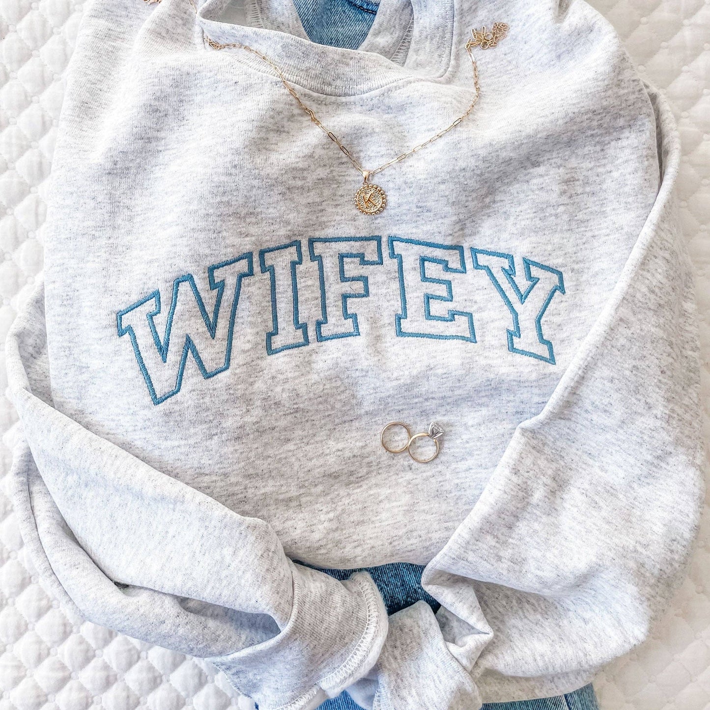 WIFEY Athletic Block Crewneck Sweatshirt