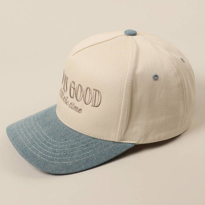 God Is Good All The Time Embroidery Trucker Hat: Brown / ONE SIZE