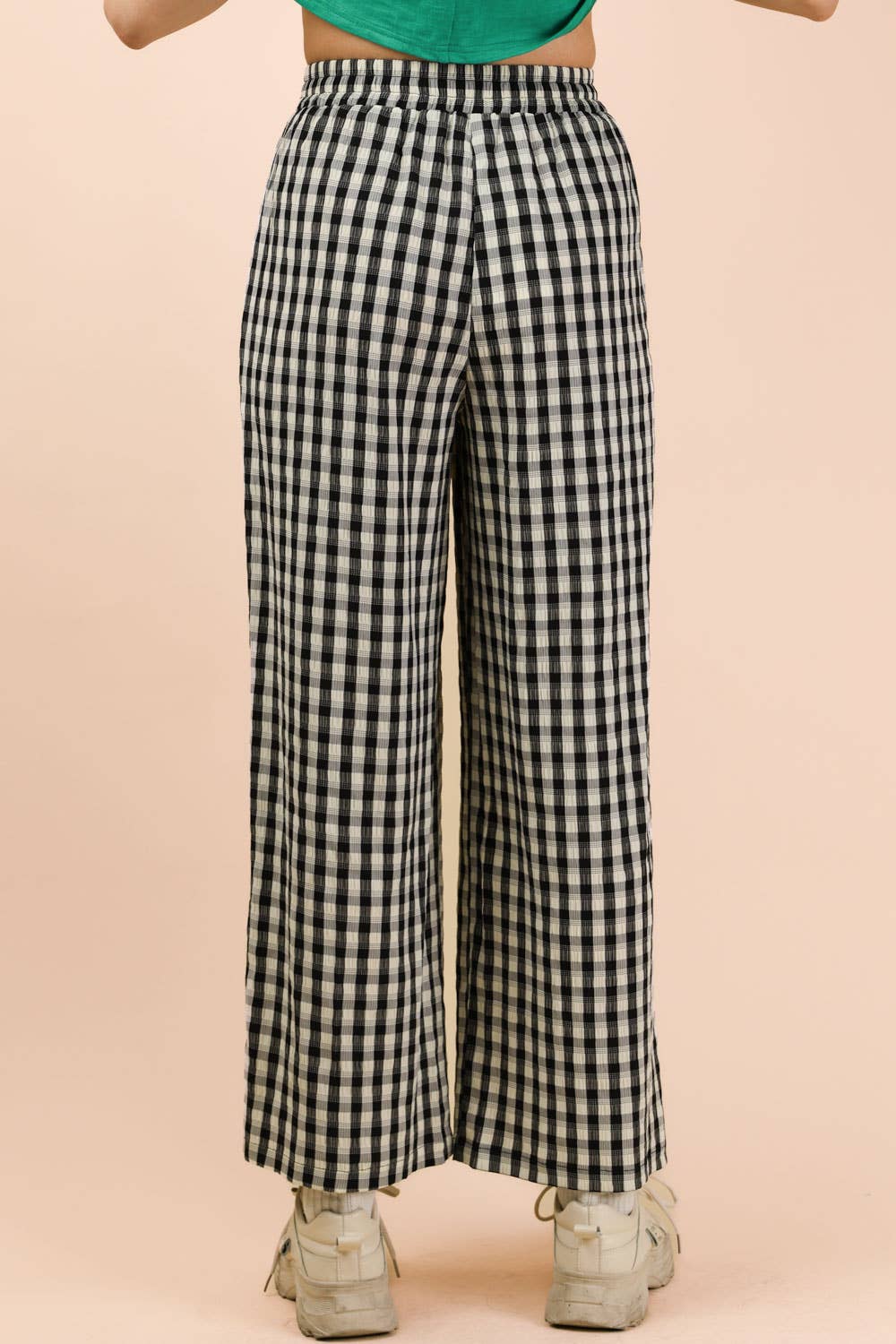 Picnic Elastic Waist Checkered Casual Pants