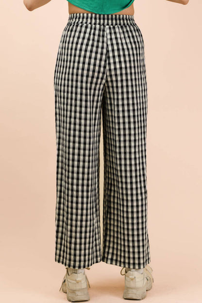 Picnic Elastic Waist Checkered Casual Pants