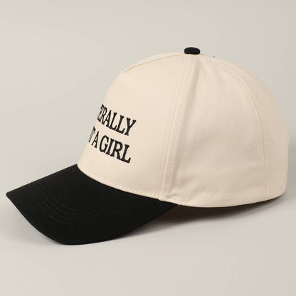 Literally Just A Girl Embroidery Two Tone Trucker Hat