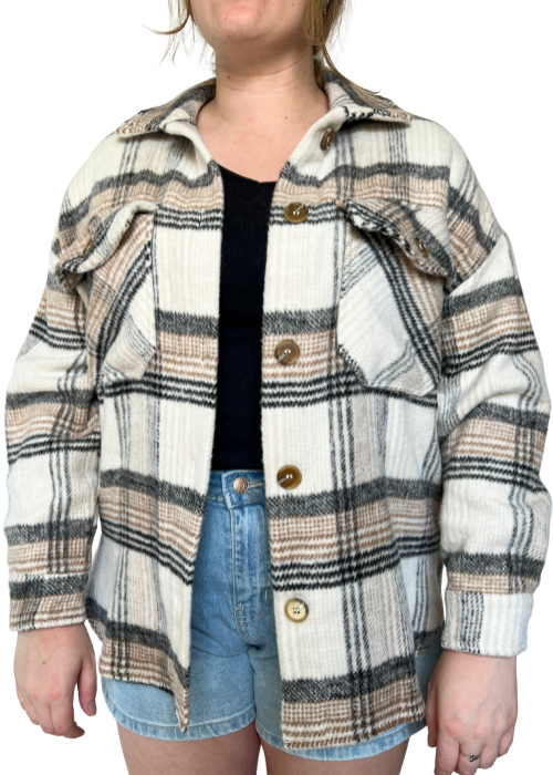 Taupe Plaid Shacket