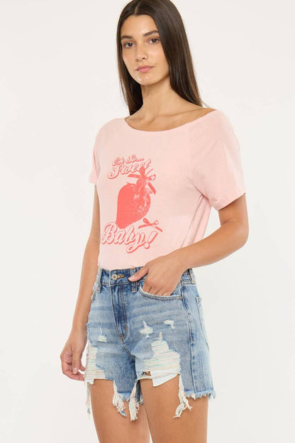 High Rise Spring Color Threaded Denim Shorts - Kan Can