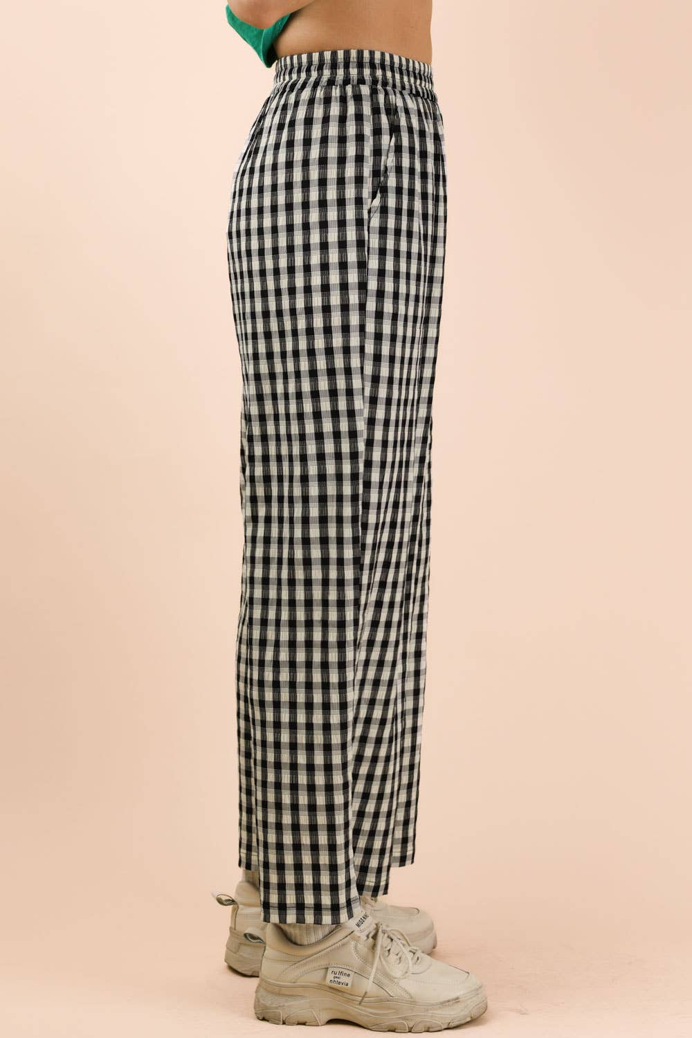 Picnic Elastic Waist Checkered Casual Pants
