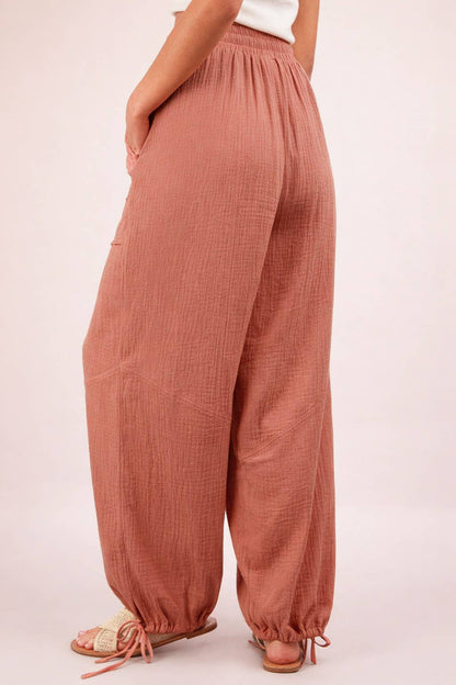 Comfy Wide Leg Gauze Solid Pants