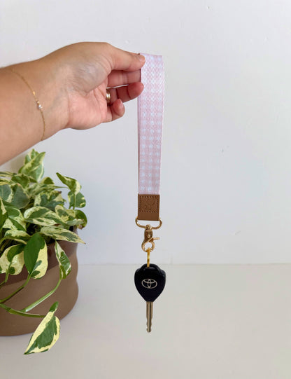 Pink Gingham Wristlet Keychain