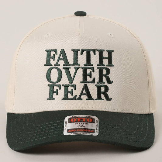 FAITH OVER FEAR Embroidered Trucker Hat
