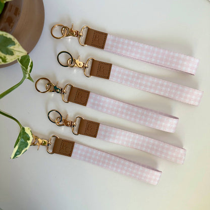 Pink Gingham Wristlet Keychain