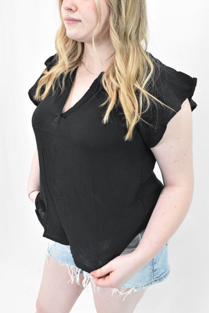 Black Cap Sleeve Everyday Top