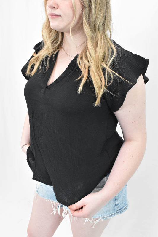 Black Cap Sleeve Everyday Top