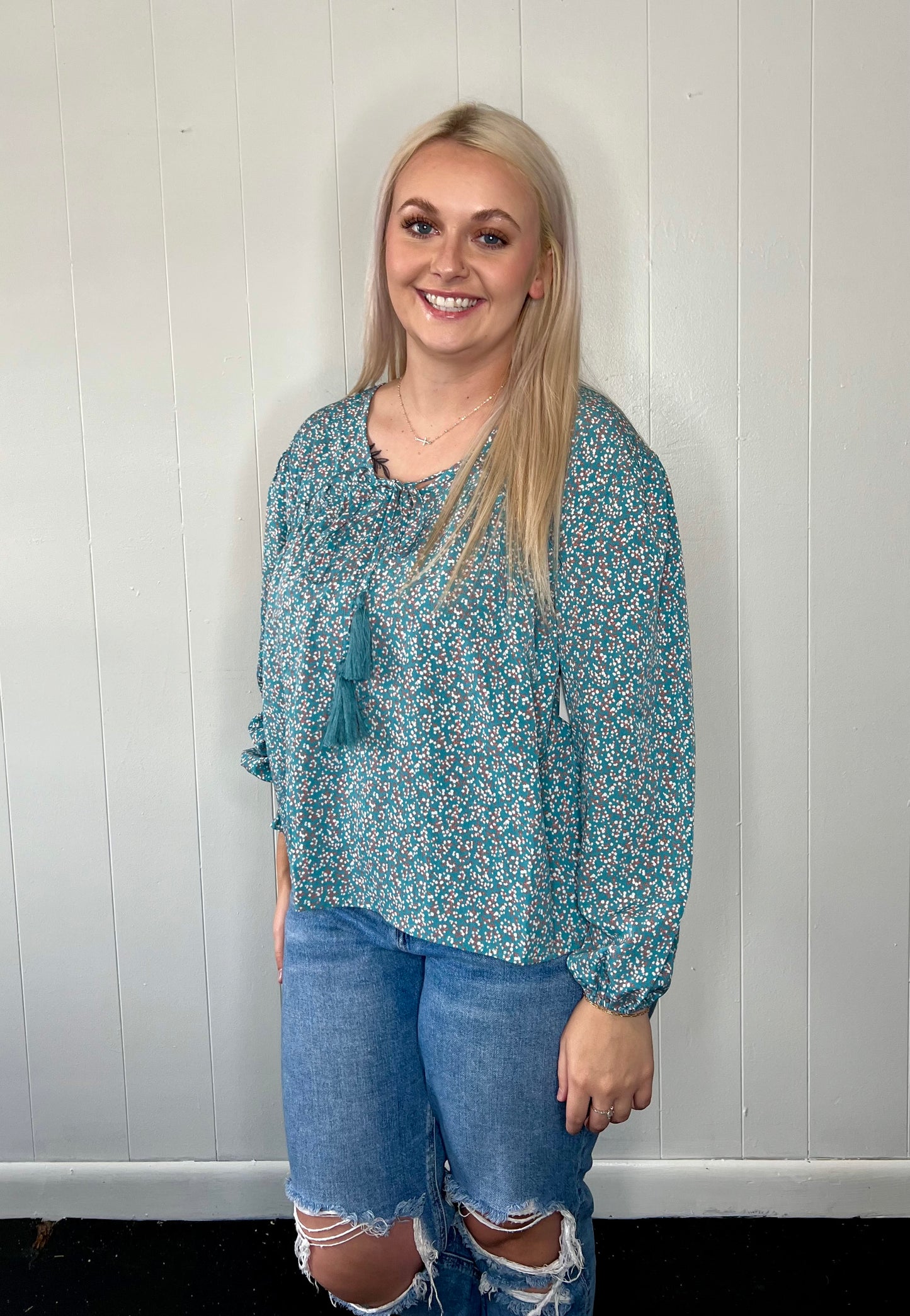 Blue Floral Long Sleeve