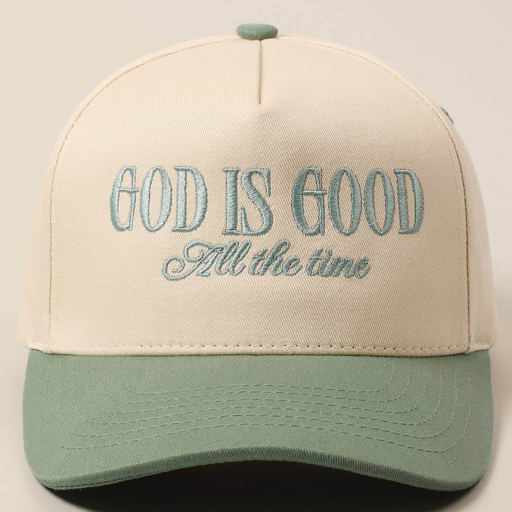 God Is Good All The Time Embroidery Trucker Hat: Brown / ONE SIZE