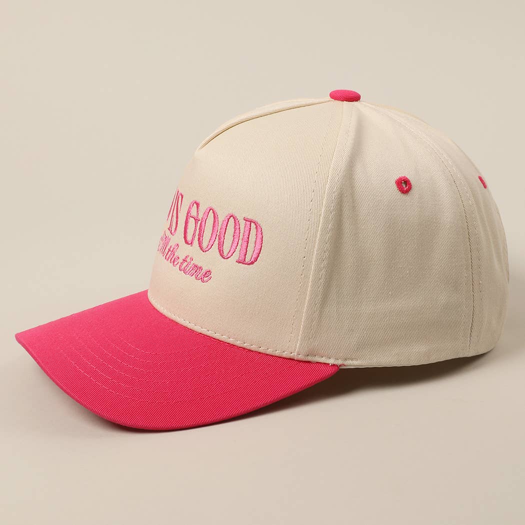 God Is Good All The Time Embroidery Trucker Hat: Brown / ONE SIZE