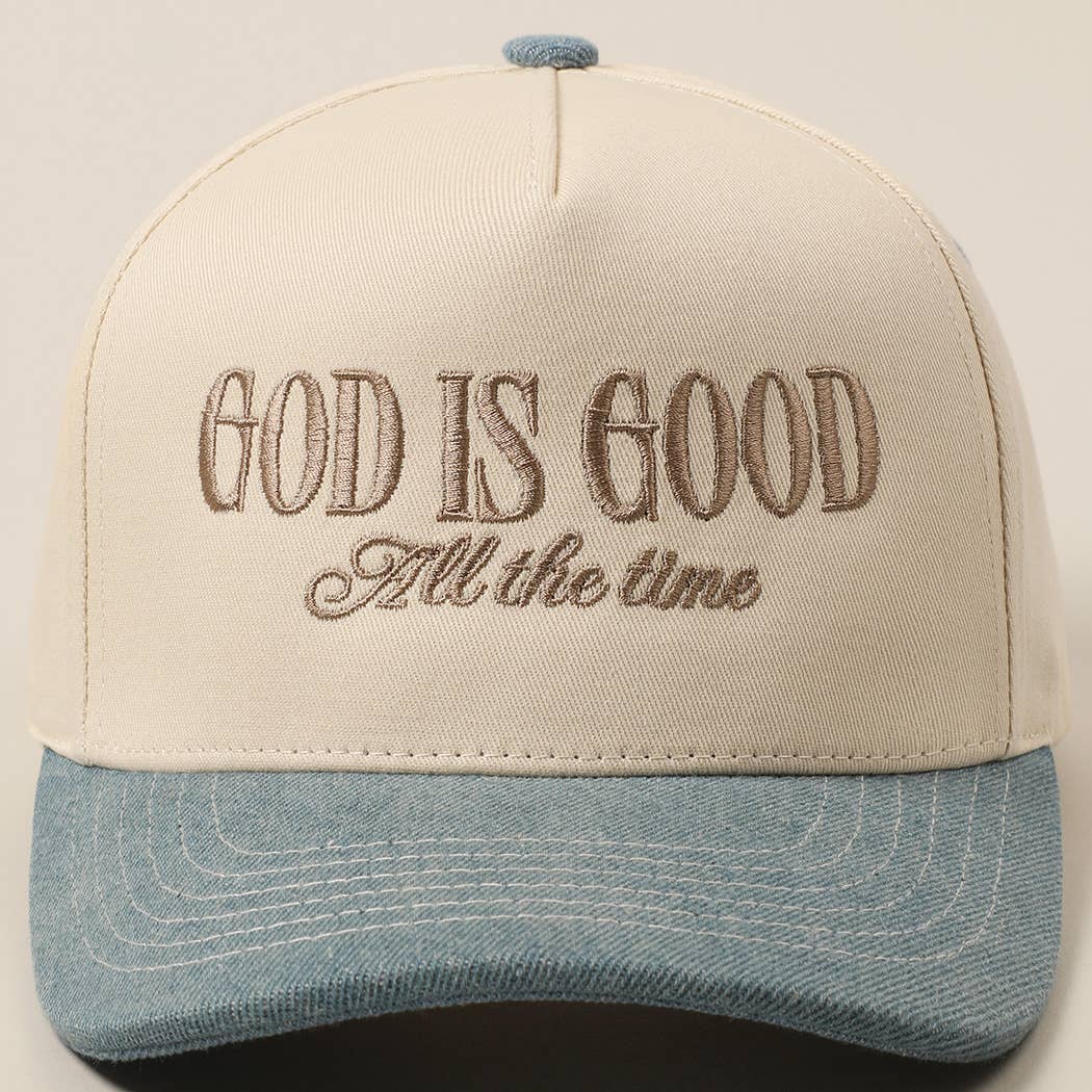 God Is Good All The Time Embroidery Trucker Hat: Brown / ONE SIZE