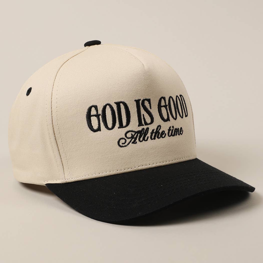 God Is Good All The Time Embroidery Trucker Hat: Brown / ONE SIZE
