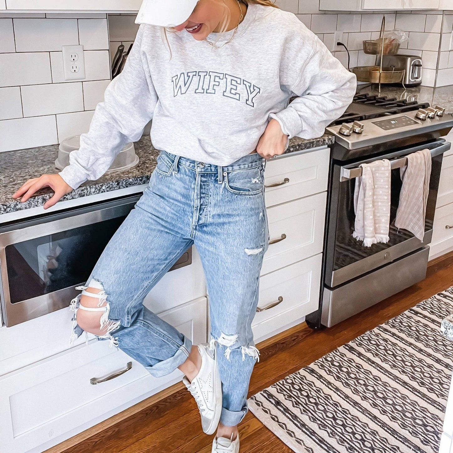 WIFEY Athletic Block Crewneck Sweatshirt