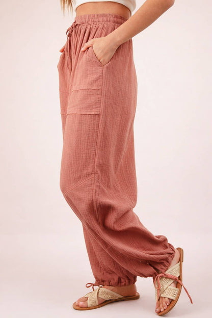 Comfy Wide Leg Gauze Solid Pants