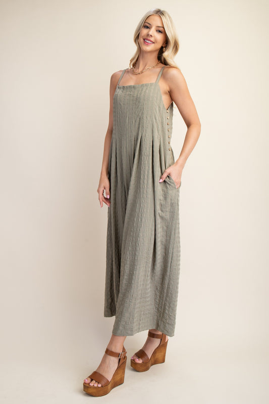 Woven Sleeveless Jumpsuit in Olive